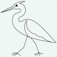 one line hand drawn heron outline vector illustration art