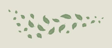 Delicate background with flying leaves. Illustration, copy space, vector