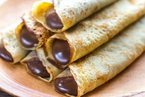 Crepes with chocolate cream photo