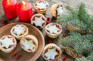 Mince pies with Christmas tree branch photo