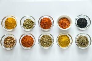 Different kinds of spices and herbs photo