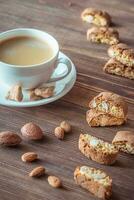 Cup of coffee with cantuccini photo