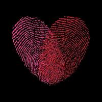 Vector heart shape fingerprints biometric identity sign