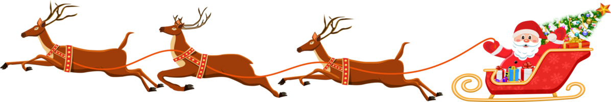 Santa Claus on Sleigh and His Reindeers png