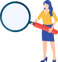 woman holding a magnifying glass. png