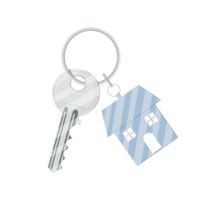 Metal key with keychain house png