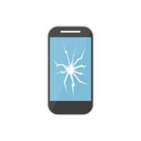 Mobile phone with crack screen png