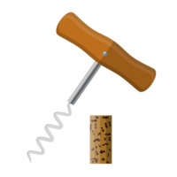 Corkscrew and wine cork. png