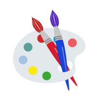 Kunst Palette mit Farbe Bürste png