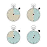 15, 30 and 45 minutes isolated on stopwatch. Stopwatch time, countdown and chronometer, number second measurement timepiece. Vector illustration