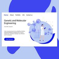 Genetic and molecular engineering landing page. Lab web site molecular and dna biotechnology, laboratory research technology illustration vector