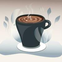 taza de café o caliente chocolate, dibujos animados ilustración. caliente chocolate a tener desayuno, capuchino y Café exprés para Mañana beber, jarra con caliente bebida vector