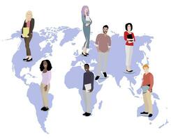Multicultural students from all over the world. Vector student college, teen multiracial variation, country diversity illustration
