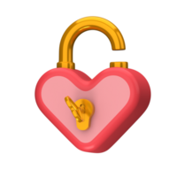 3d illustration ouvert cœur en forme de cadenas png