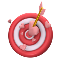 3d render of a target with heart arrow png
