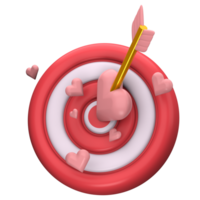 3d render of a target with heart arrow png