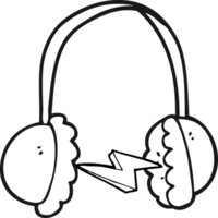 Preto e branco desenho animado fones de ouvido png