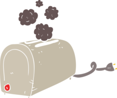 platt Färg illustration av en tecknad serie brödrost rökning png