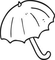 freehand drawn black and white cartoon umbrella png