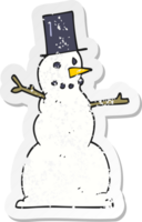 retro distressed sticker of a cartoon snowman png