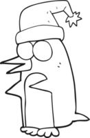 black and white cartoon christmas penguin png