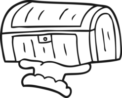 black and white cartoon treasure chest png