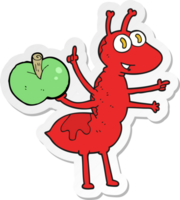 pegatina de una hormiga de dibujos animados con manzana png