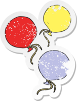 retro distressed sticker of a cartoon balloons png