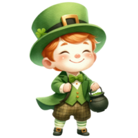 AI generated Boy wears green outfit for celebrate St. Patrick's day png