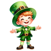 AI generated Boy wears green outfit for celebrate St. Patrick's day png