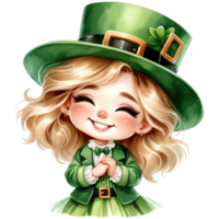 AI generated Girl wears green outfit for celebrate St. Patrick's day png