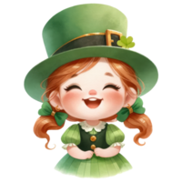 AI generated Girl wears green outfit for celebrate St. Patrick's day png