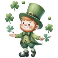 AI generated Leprechaun juggling with shamrock-shaped pins on St Patrick Day png