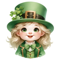 ai generiert Mädchen trägt Grün Outfit zum feiern st. Patrick's Tag png