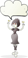 freehand drawn speech bubble cartoon vampire girl flying png