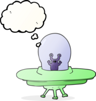 Pensamiento dibujados a mano alzada de dibujos animados de burbujas nave espacial alienígena png