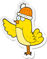 adesivo de um pássaro de desenho animado usando chapéu png