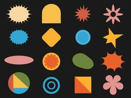 Y2k abstract shapes. Retro 90s, 2000s sticker pack, design elements. vector