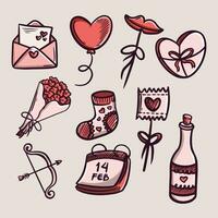 set of valentines day doodles vector