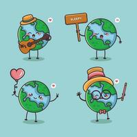 cute earth cartoon character vector