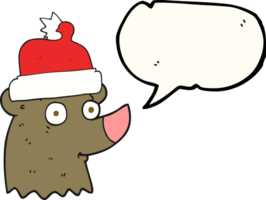 speech bubble cartoon bear wearing christmas hat png