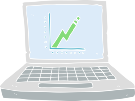flat color illustration of a cartoon laptop computer with business graph png