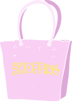 flat color illustration of a cartoon shopping bag png