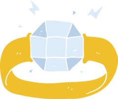 flat color illustration of a cartoon ring with huge gem png