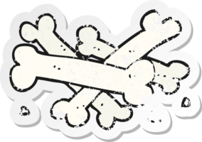 retro distressed sticker of a cartoon pile of bones png