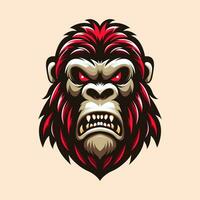 Angry Gorilla kingkong e sport style logo illustration vector, bold and brave fighter club or comunity. vector