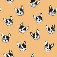 vector illustration of French Bulldog pattern in cartoon style.