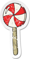 retro distressed sticker of a cartoon lollipop png