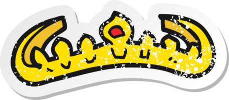 pegatina retro angustiada de una tiara de dibujos animados png