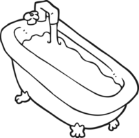 black and white cartoon bath full of water png